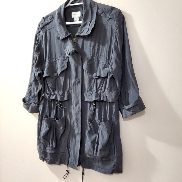 Club Monaco - 100% Silk gray military jacket - Size S - Picture 5 of 9